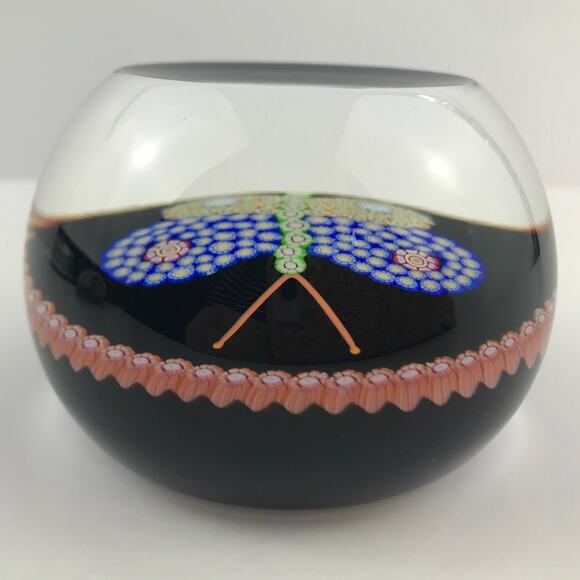 Perthshire 1989B Millefiori Butterfly Garland Faceted Vintage Insect Paperweight - Picture 7 of 15